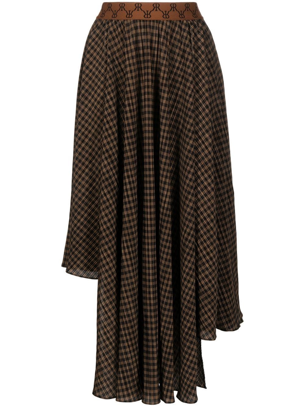 

Rokh pleated check-print midi skirt - Brown