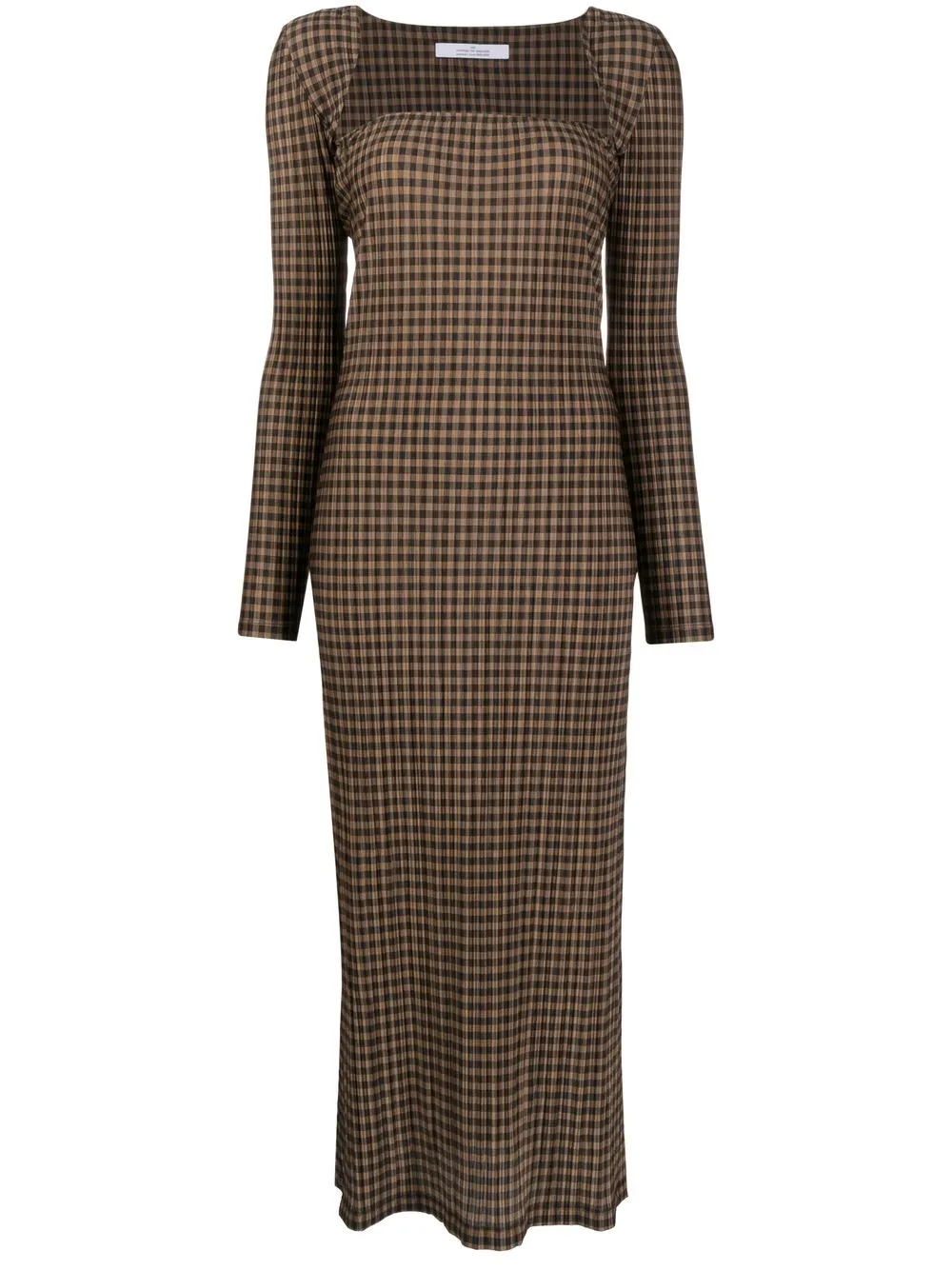 

Rokh gingham-check long-sleeve dress - Brown