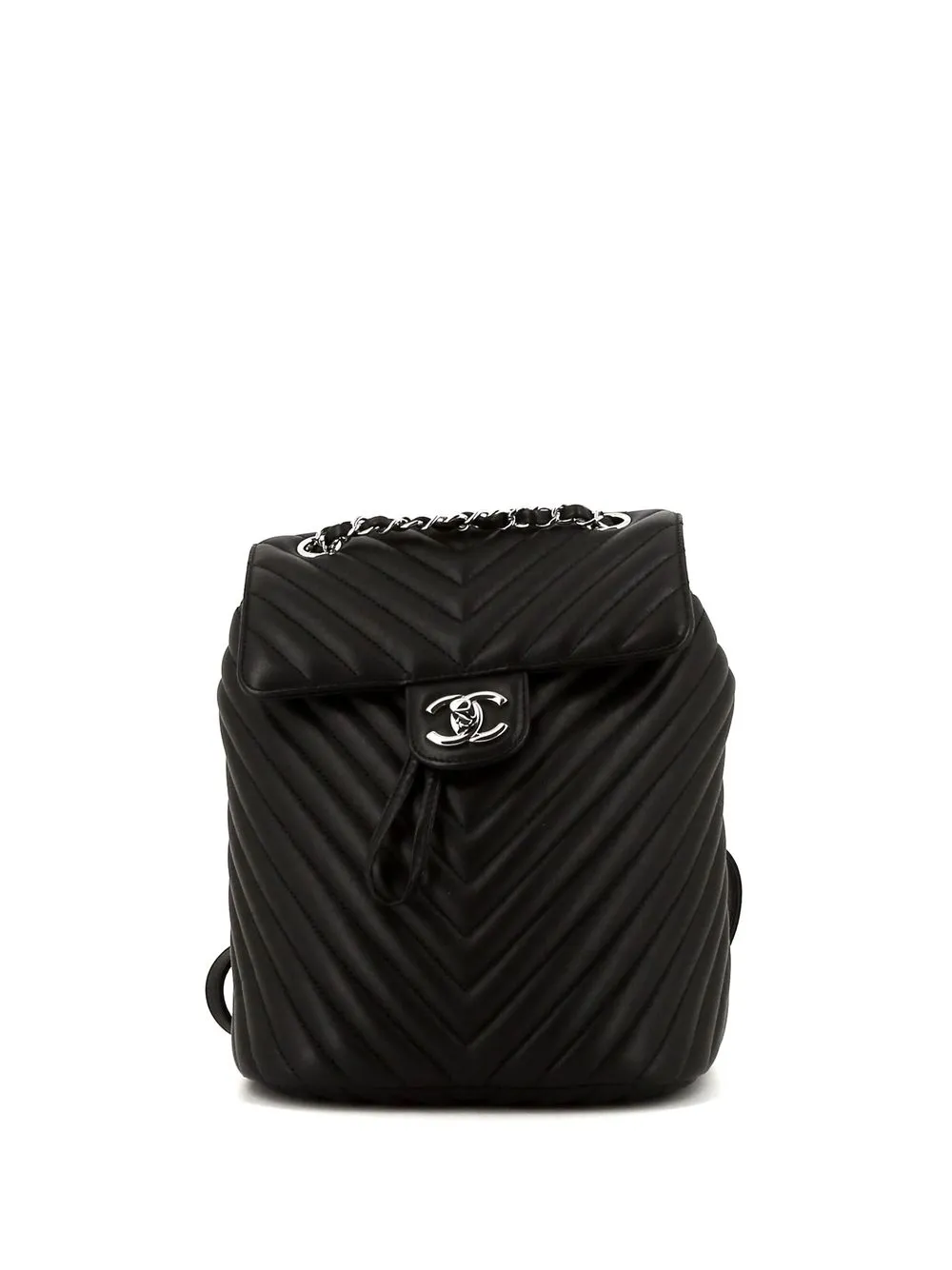 

Chanel Pre-Owned Chevron CC turn-lock flap backpack - Black