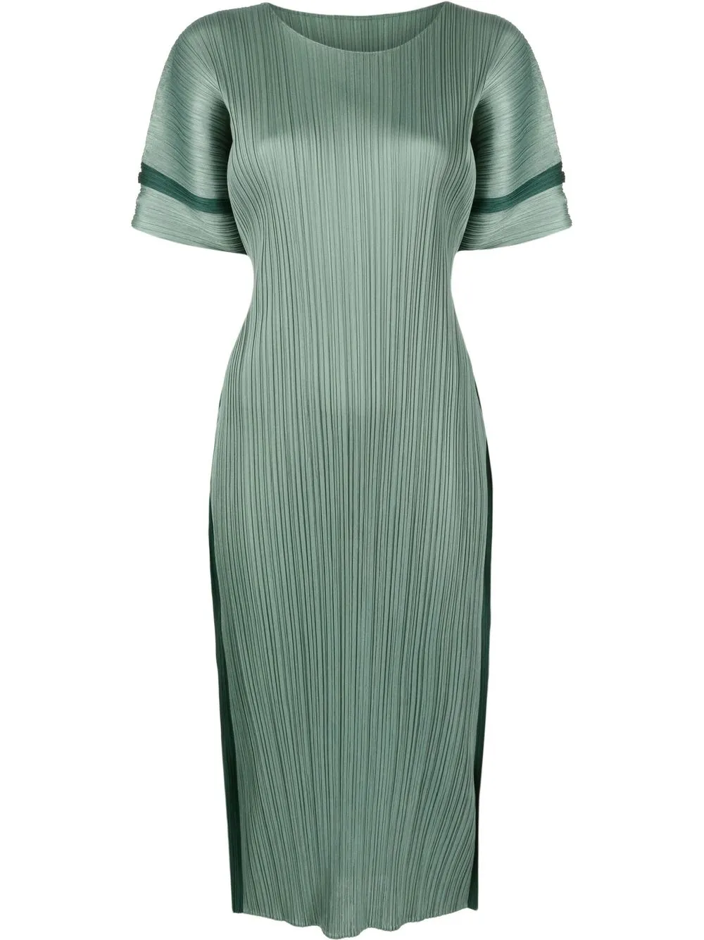 

Pleats Please Issey Miyake short-sleeved pleated dress - Green