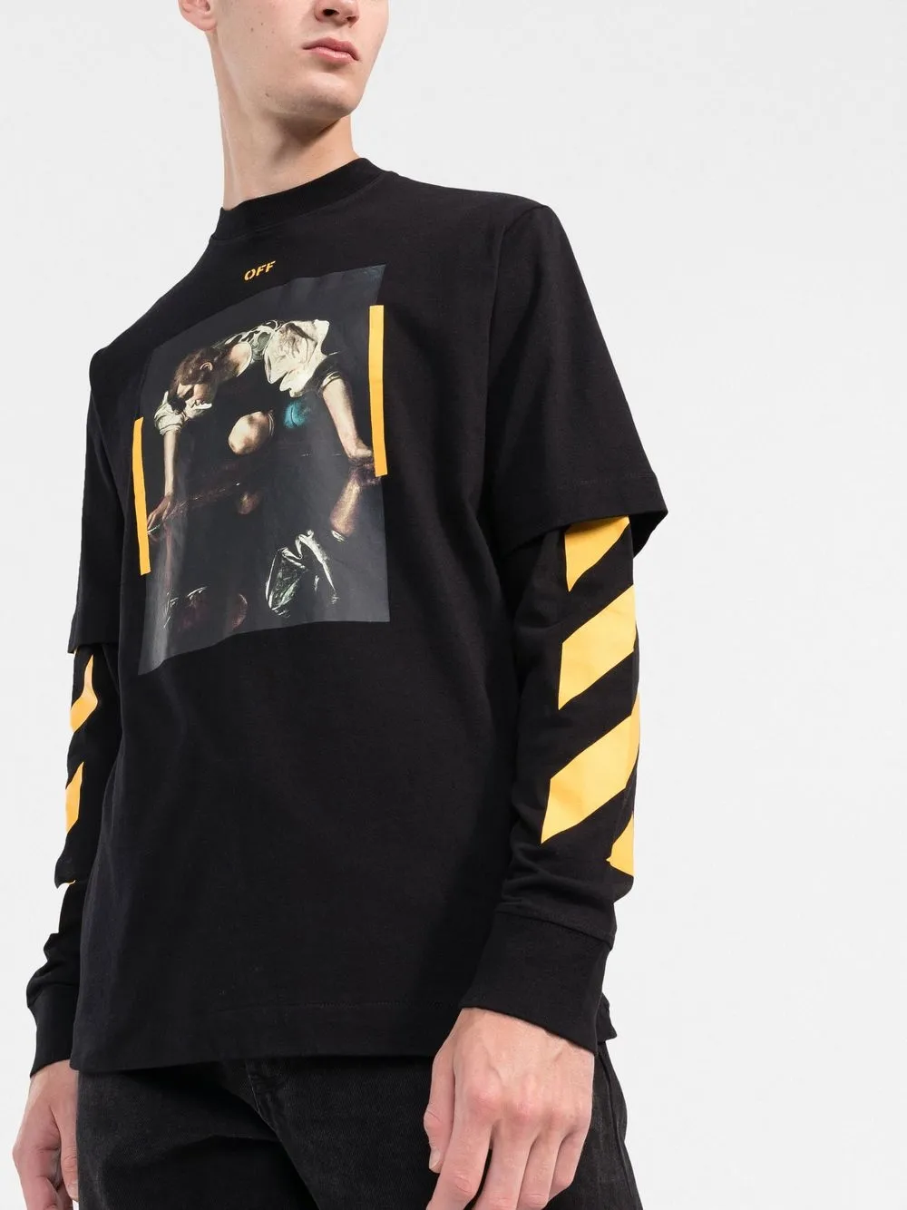  Off White Oberteil Mit Caravaggio Print   Schwarz 