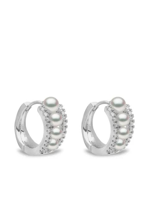 Yoko London 18kt white gold Eclipse Akoya pearl and diamond hoop earrings