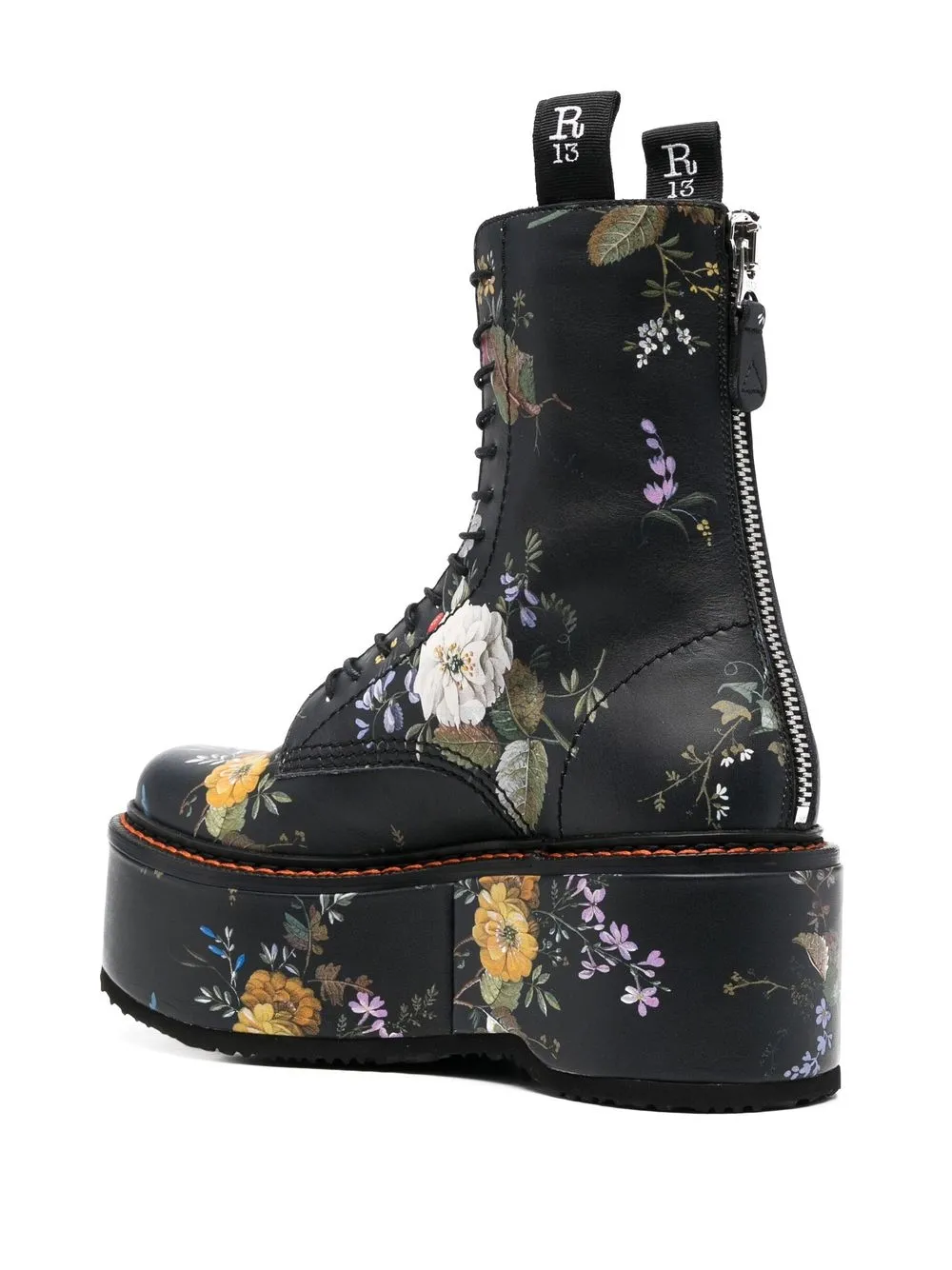 R13 Black Floral Double Stack Platform Lace Up Boots Modesens 7849