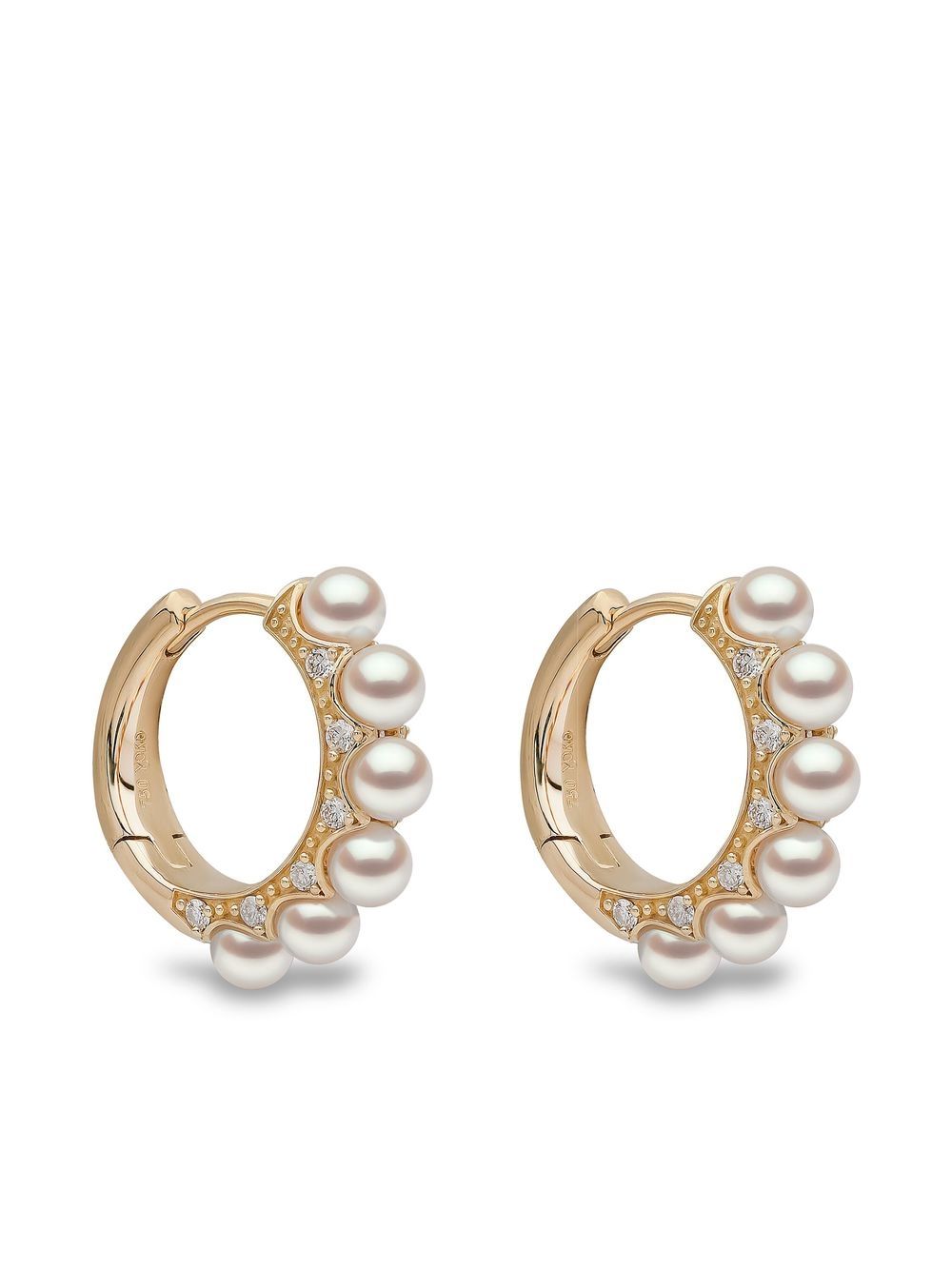 Yoko London 18kt Yellow Gold Eclipse Akoya Pearl And Diamond Hoop Earrings