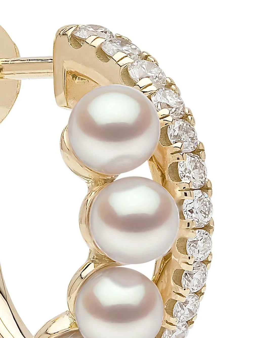 Yoko London Orecchini a cerchio Eclipse in oro giallo 18 carati con perle Akoya e diamanti | Image 5