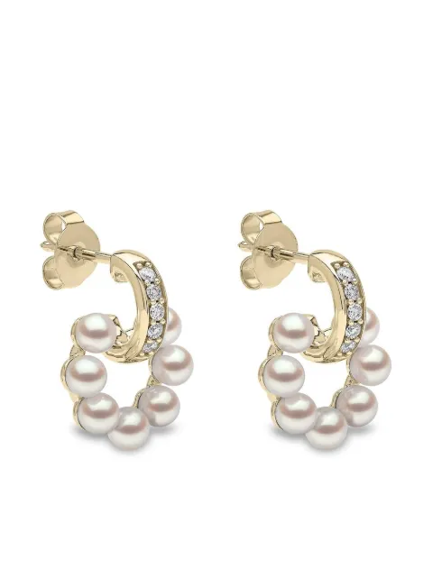 Yoko London 18kt yellow gold Eclipse Akoya pearl and diamond hoop earrings