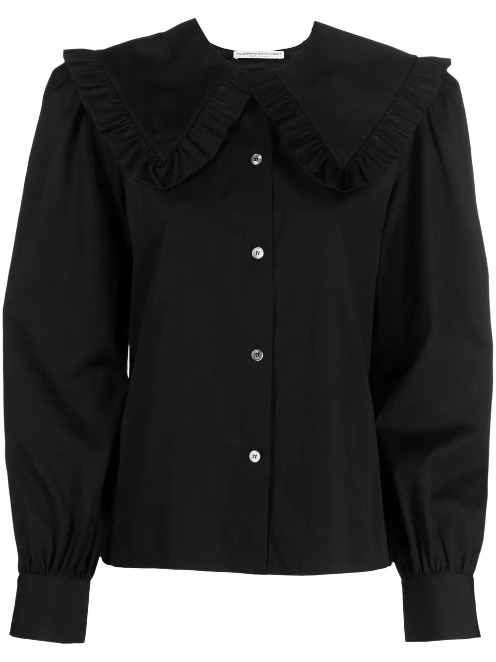 

Alessandra Rich blusa con cuello fruncido - Negro