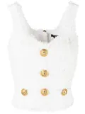Balmain textured tweed sleeveless top - White