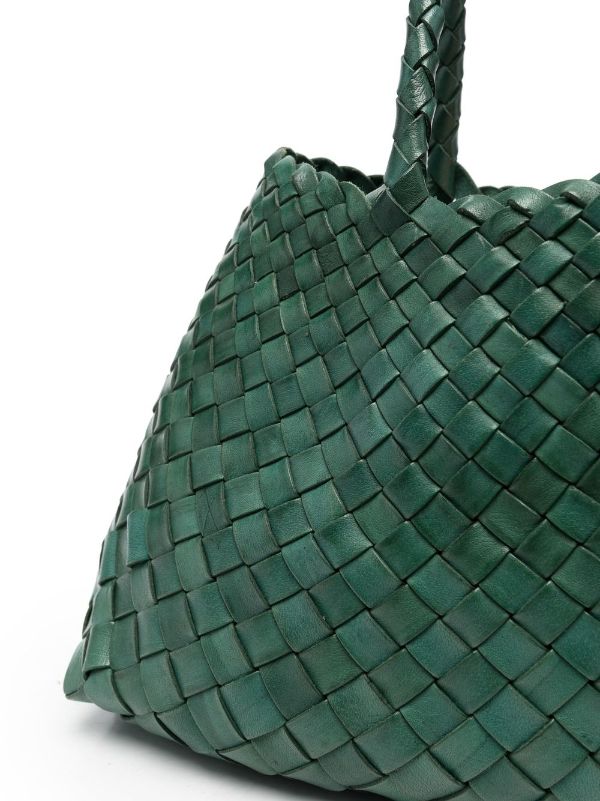 Green Santa Croce large woven-leather basket bag, Dragon Diffusion