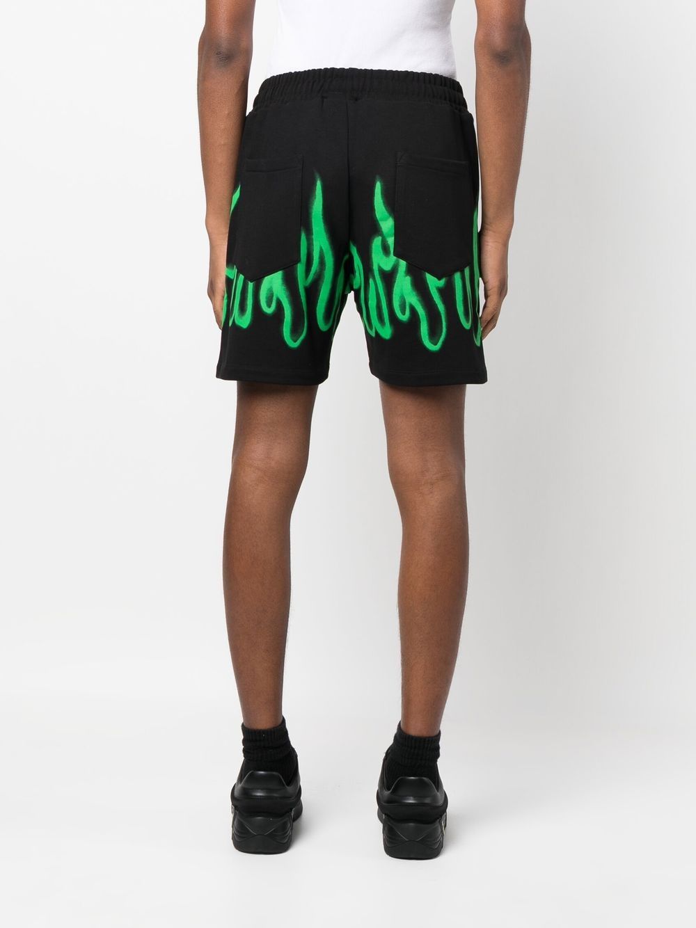 Shop Vision Of Super Logo-embroidered Flame Track Shorts In Schwarz