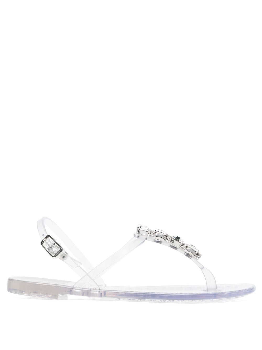 Shop Casadei Crystal-embellished Jelly Sandals In White