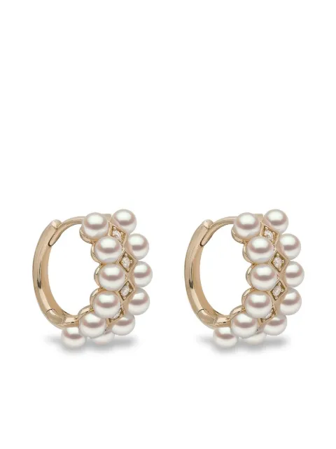 Yoko London 18kt yellow gold Eclipse Akoya pearl and diamond hoop earrings