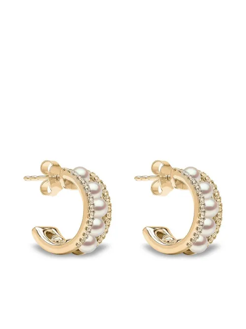 Boucles d'oreilles Eclipse en 18ct serties de perles d'Akoya et de diamants - Yoko London - Modalova
