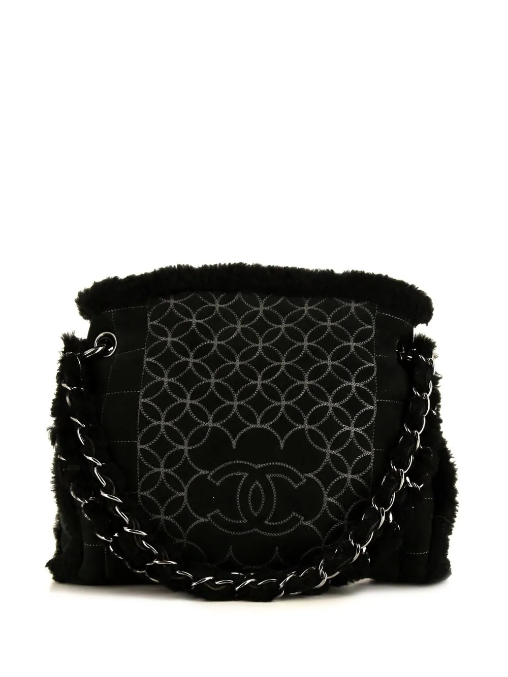 

Chanel Pre-Owned bolsa de hombro con ribete de lana 2005 - Negro