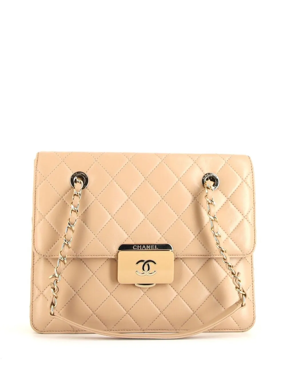 

CHANEL Pre-Owned 2016 diamond-quilted front flap tote - Neutrals