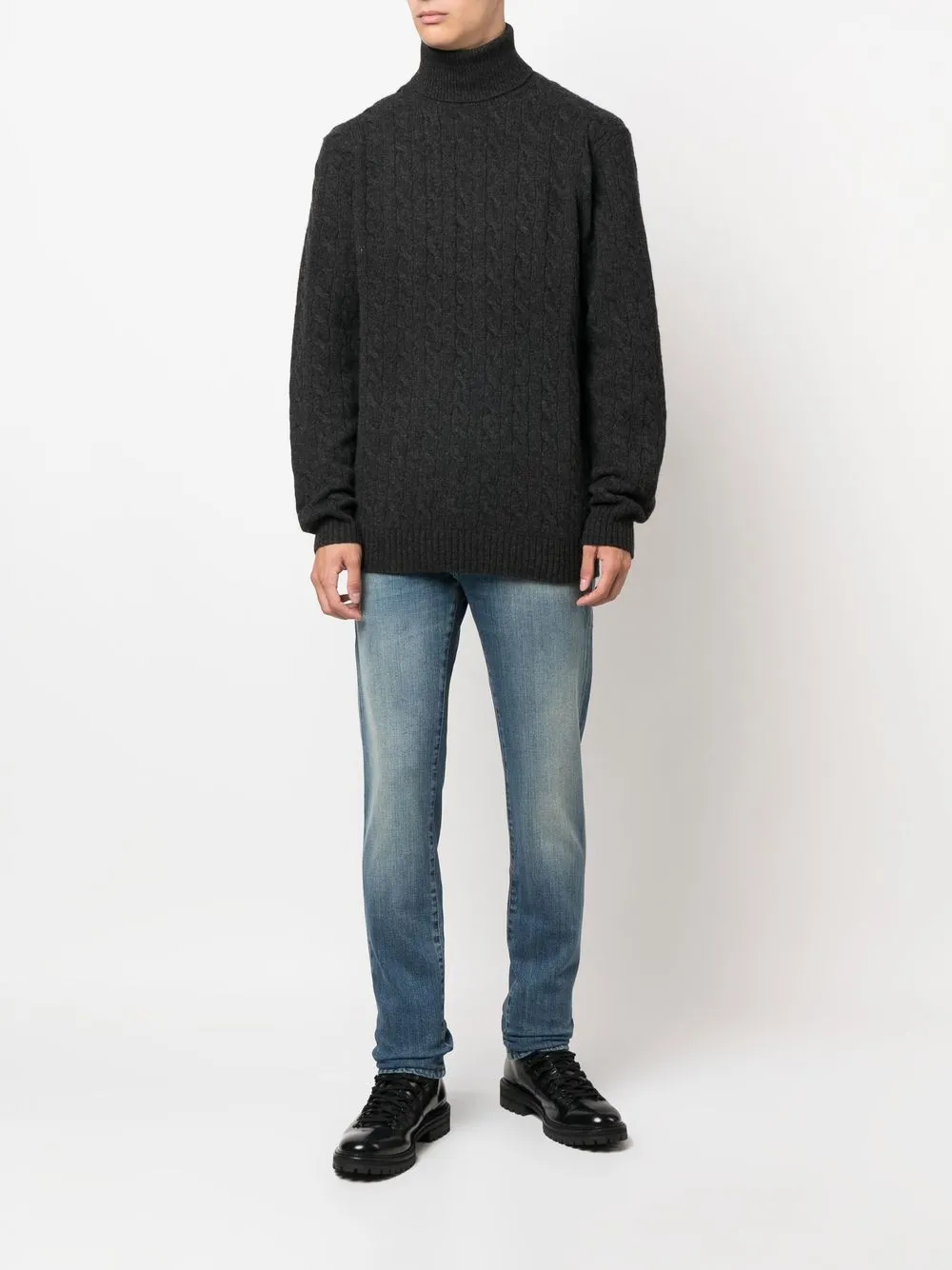  Pt Torino Ausgeblichene Slim Fit Jeans   Blau 