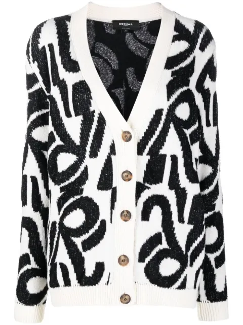 Rochas - abstract print V-neck cardigan