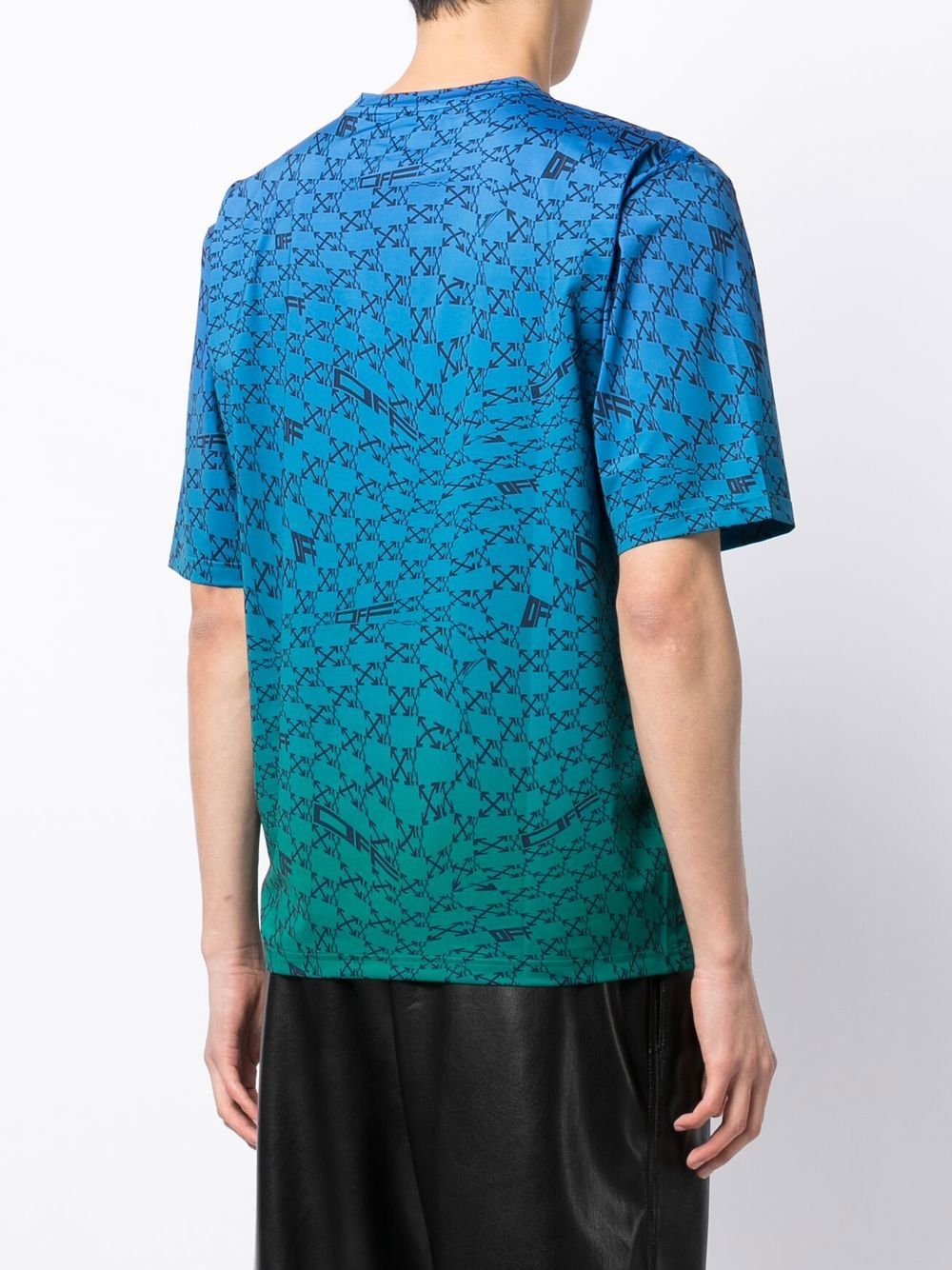 Off-white Monogram-print Faded T-shirt In Blue