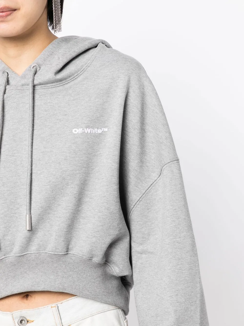 Off-White logo-print Cropped Hoodie - Farfetch