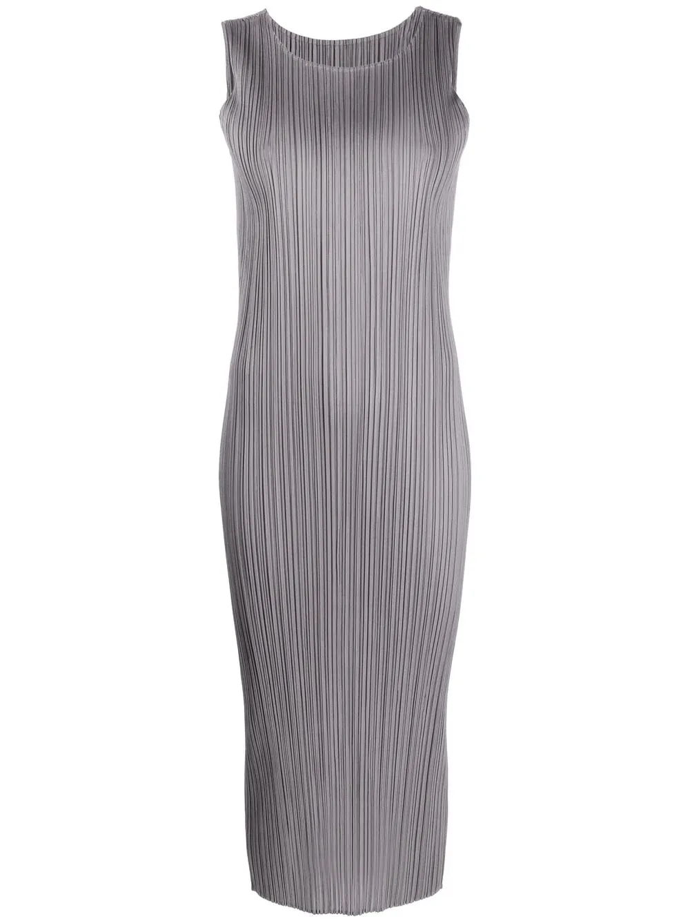 

Pleats Please Issey Miyake vestido midi con diseño plisado sin mangas - Gris