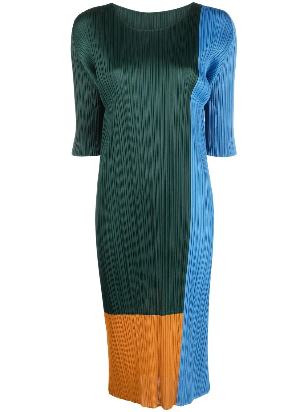 

Pleats Please Issey Miyake colour-block pleated dress - Blue