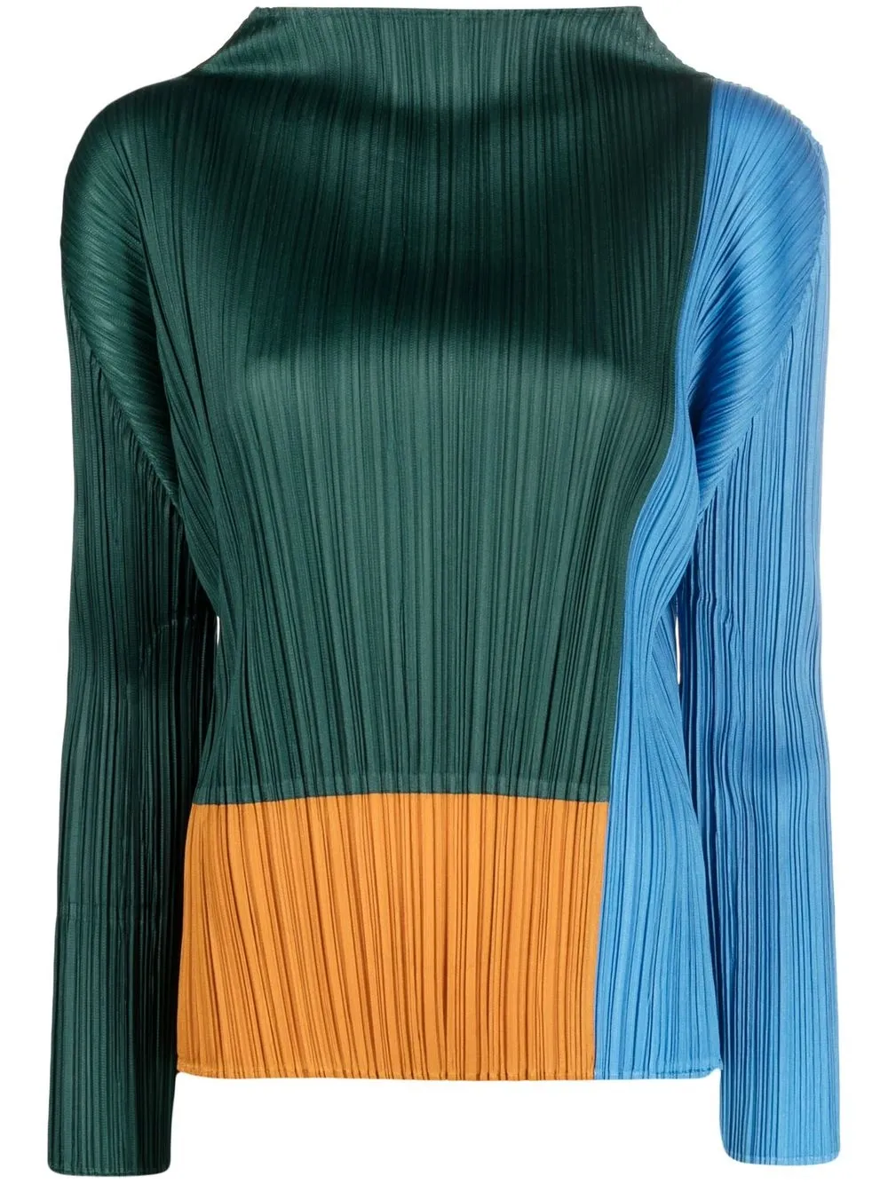 

Pleats Please Issey Miyake colour-block plissé-effect top - Green