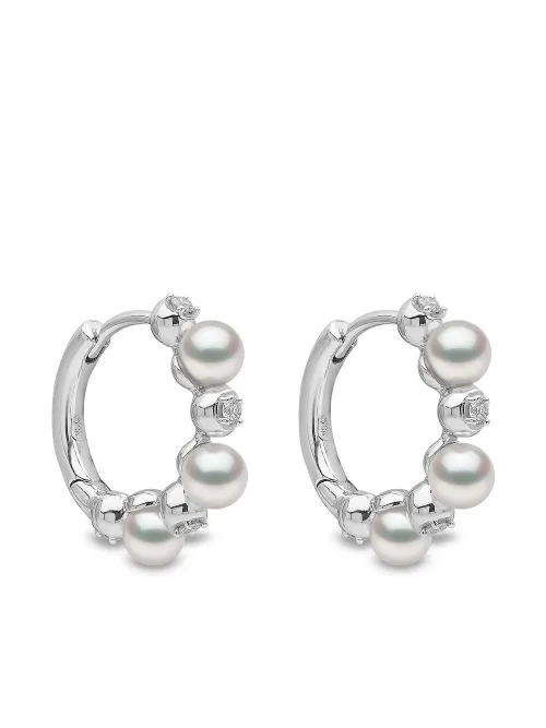 Boucles d'oreilles Eclipse en or blanc 18ct serties de perles d'Akoya et de diamants - Yoko London - Modalova