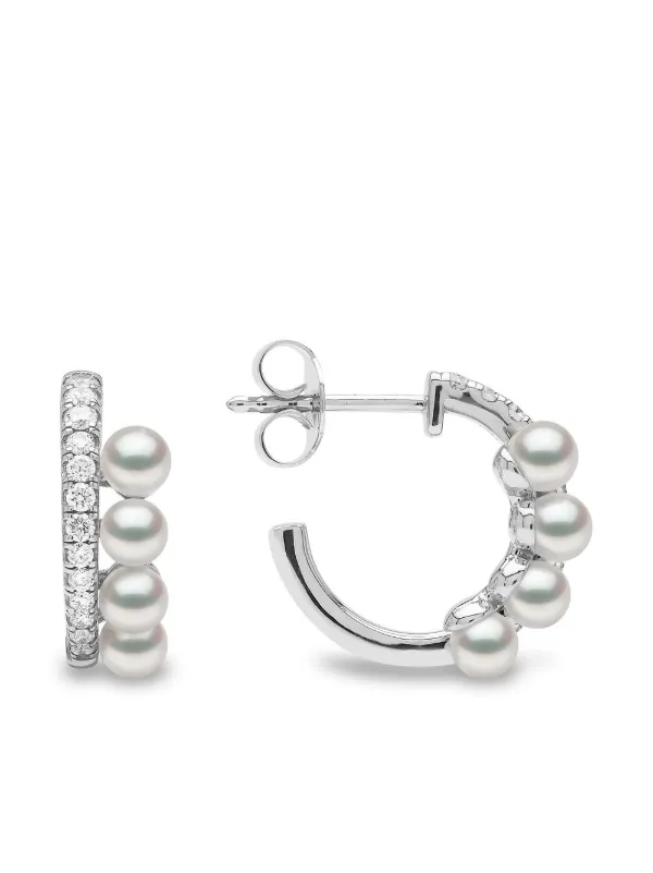 Yoko London Eclipse アコヤパール＆ダイヤモンド フープピアス