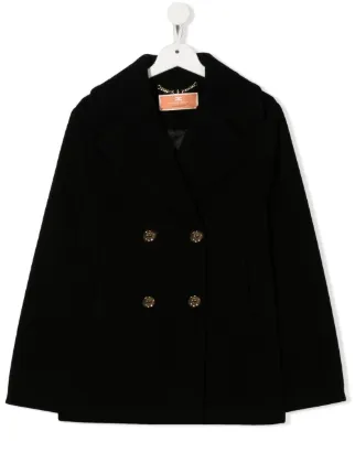 Elisabetta Franchi La Mia Bambina spread-collar double-breasted Peacoat ...