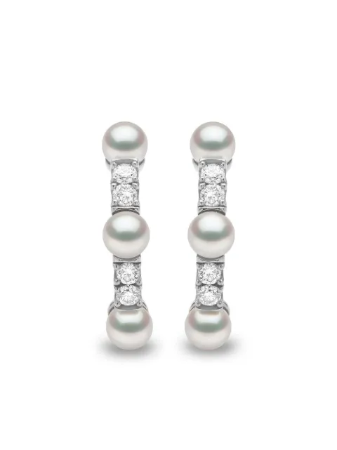 Yoko London 18kt white gold Eclipse Akoya pearl and diamond hoop earrings