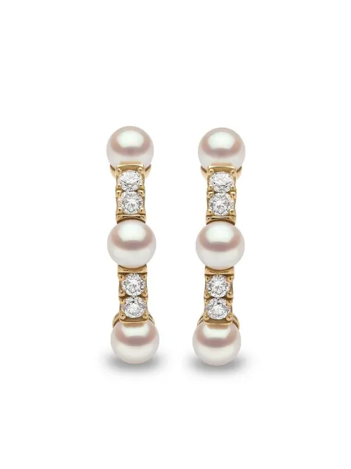Boucles d'oreilles Eclipse en 18ct serties de perles d'Akoya et de diamants - Yoko London - Modalova