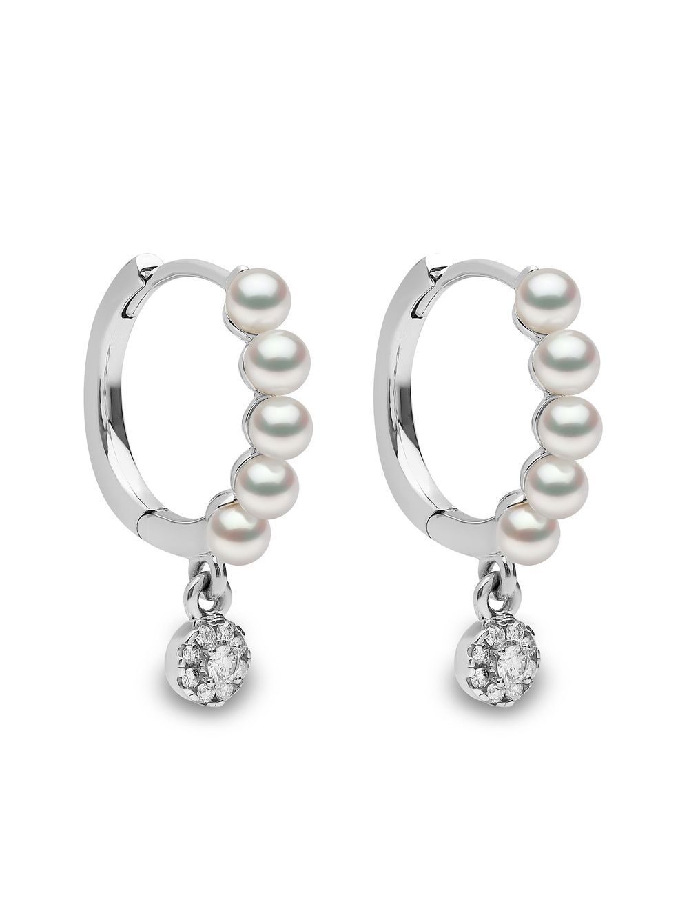 Yoko London 18kt white gold Eclipse Akoya pearl and diamond hoop earrings - Silver