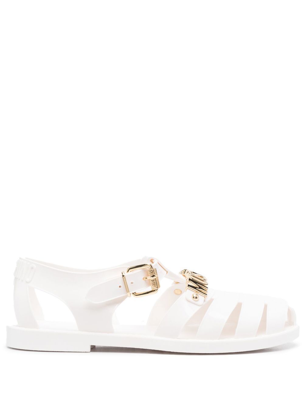 

Moschino sandalias con placa del logo - Blanco