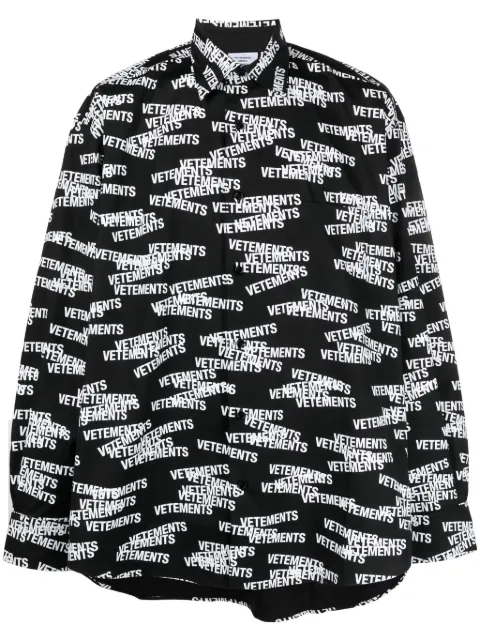 vetements logo印花长袖衬衫