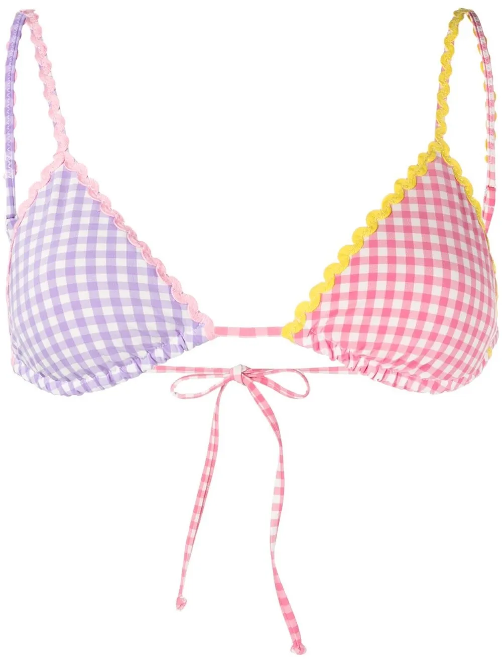 

MC2 Saint Barth top de bikini con cuadros estampados - Morado