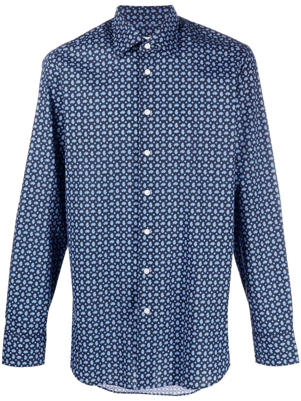Etro Paisley-print Long-sleeve Shirt In Blau