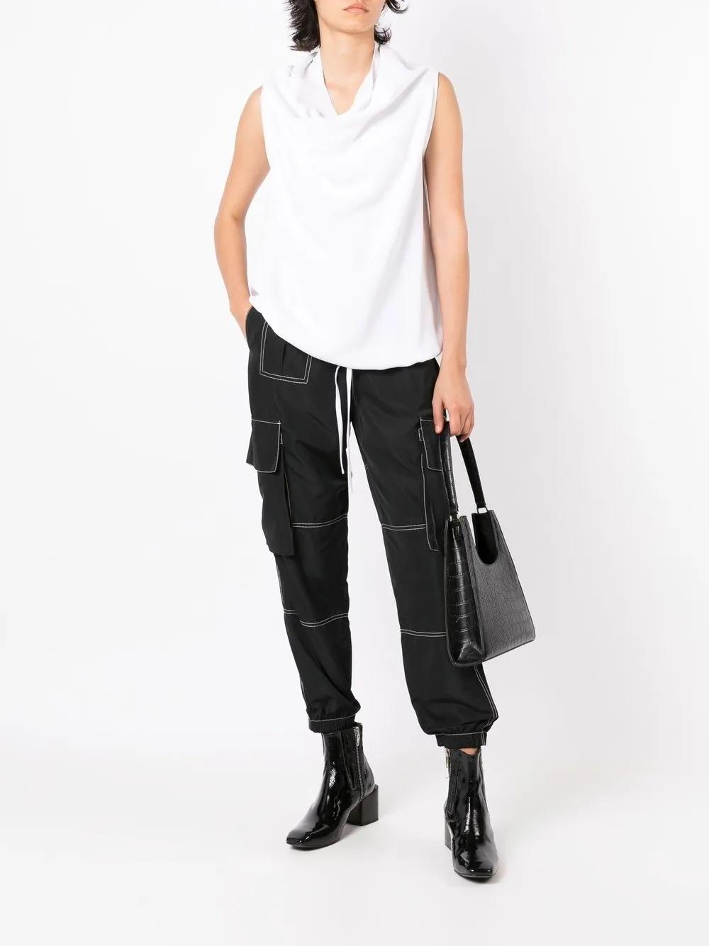 Shop Uma Raquel Davidowicz Penne Tapered Cargo Trousers In Black