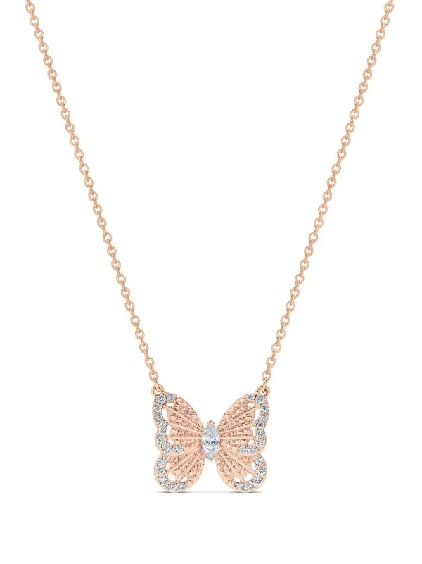 Gold diamond on sale butterfly pendant