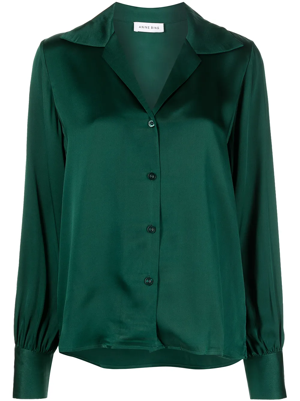 

ANINE BING camisa con cuello italiano - Verde