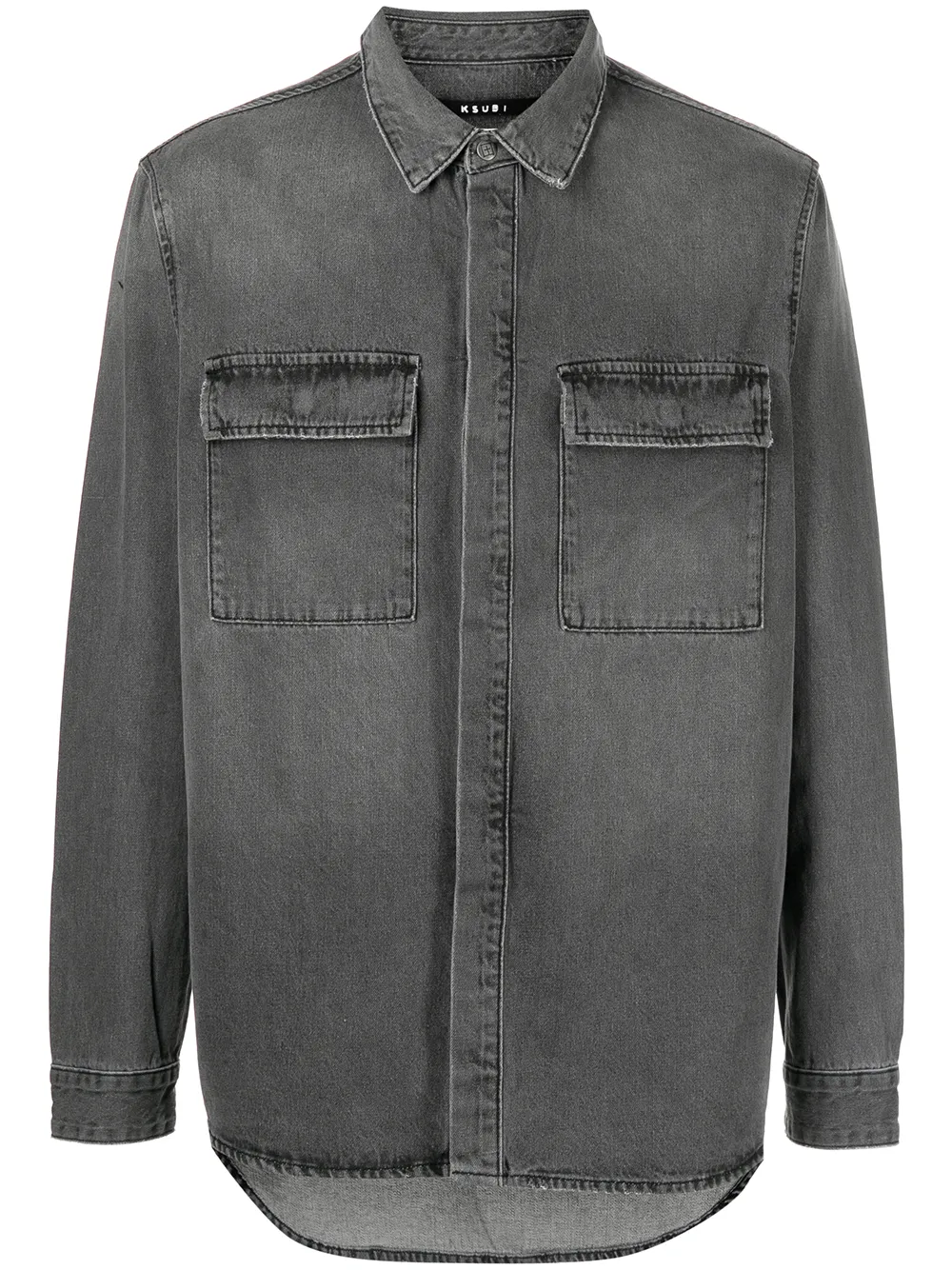 

Ksubi logo-print denim shirt - Grey