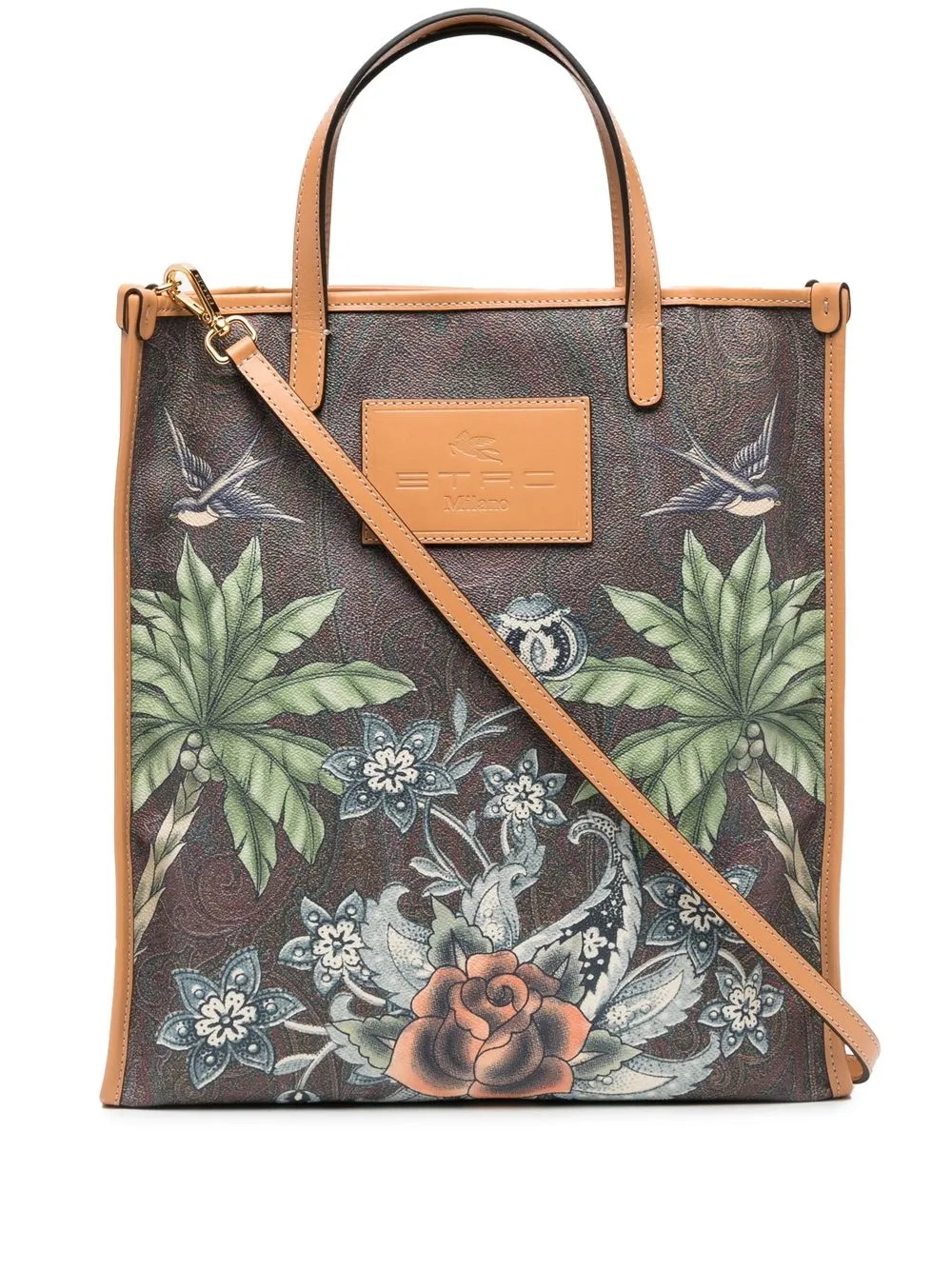 

ETRO graphic-print coated tote bag - Brown
