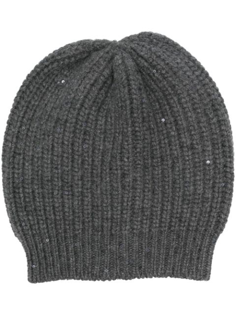 Brunello Cucinelli sequin-embellished knit beanie Women