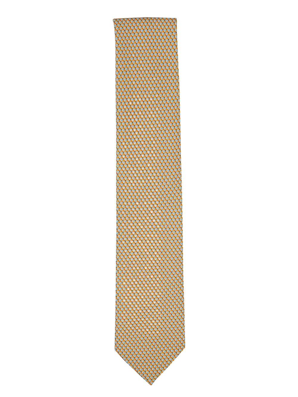 Zegna geometric-pattern silk tie Geel