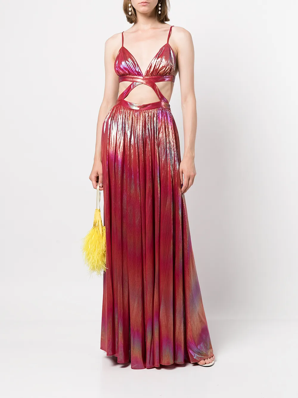 Retrofete Maxi-jurk met regenboogeffect - Roze