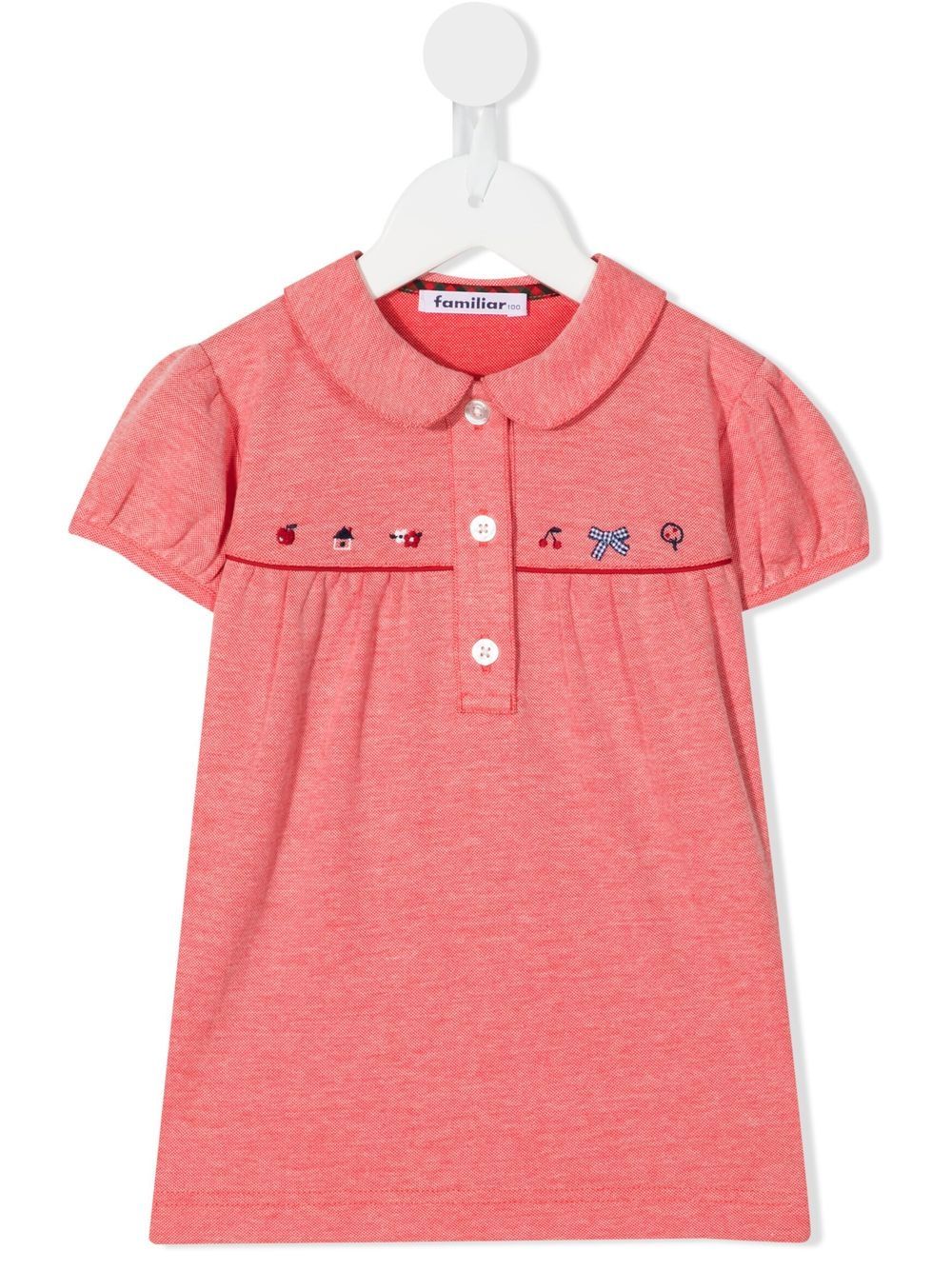 Familiar Kids' Embroidered-pattern Detail Polo Shirt In Red