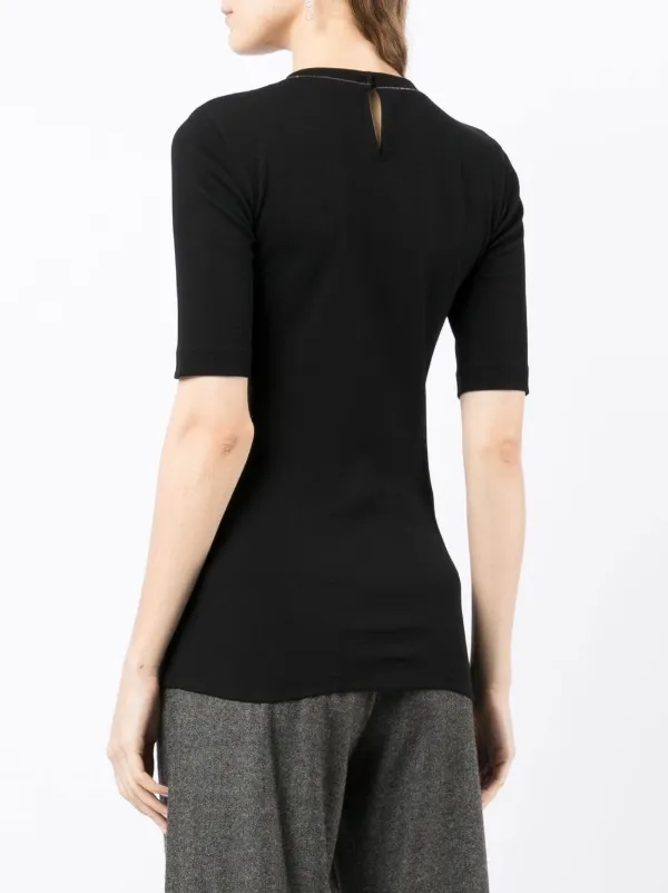関税込み/BRUNELLO CUCINELLI モニーレ付き コットンTシャツ ブルネロクチネリ BRUNELLO CUCINELLI モニーレ付き Vネック