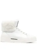 Love Moschino faux-fur trim high-top sneakers - White