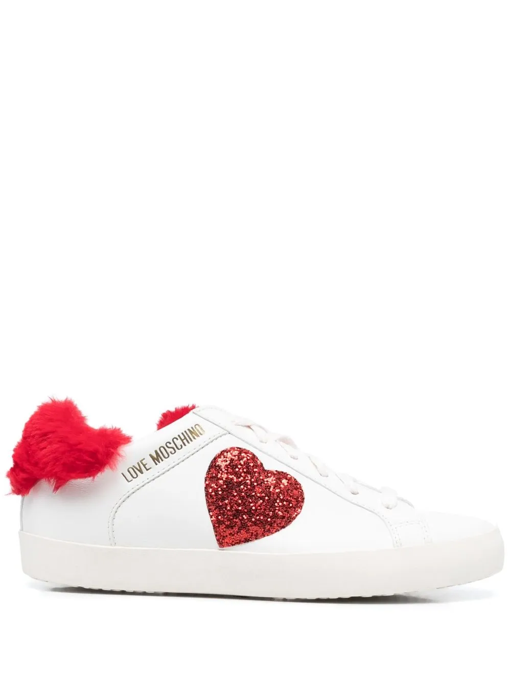 

Love Moschino tenis bajos con detalle de glitter - Blanco