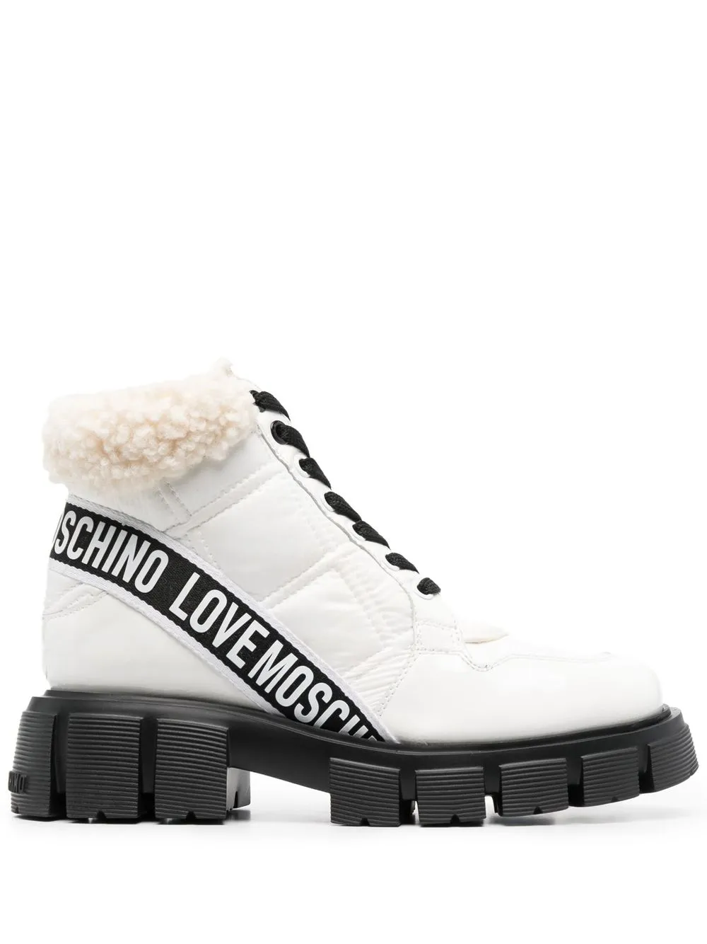 

Love Moschino botines con agujetas y logo estampado - Blanco