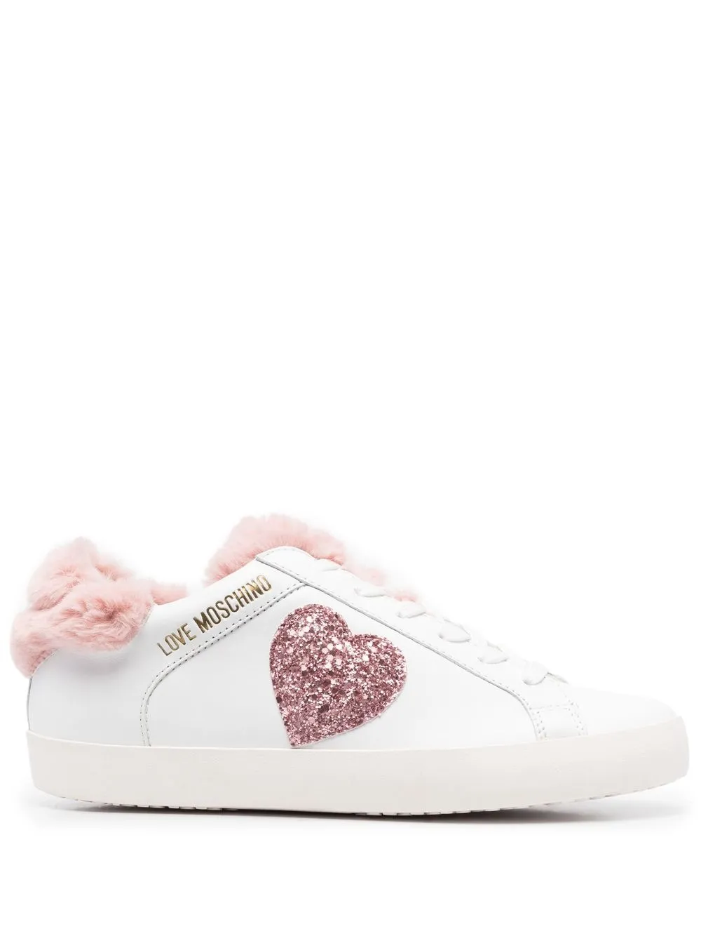 

Love Moschino tenis con ribete texturizado - Blanco